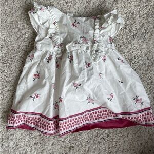 Janie and Jack White Floral Dress with Pink Accents